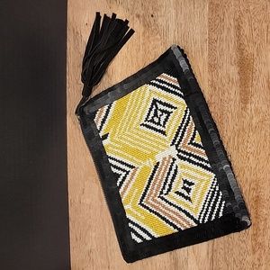 Anthropologie Jasper & Jeera Black Beaded Sequin Clutch